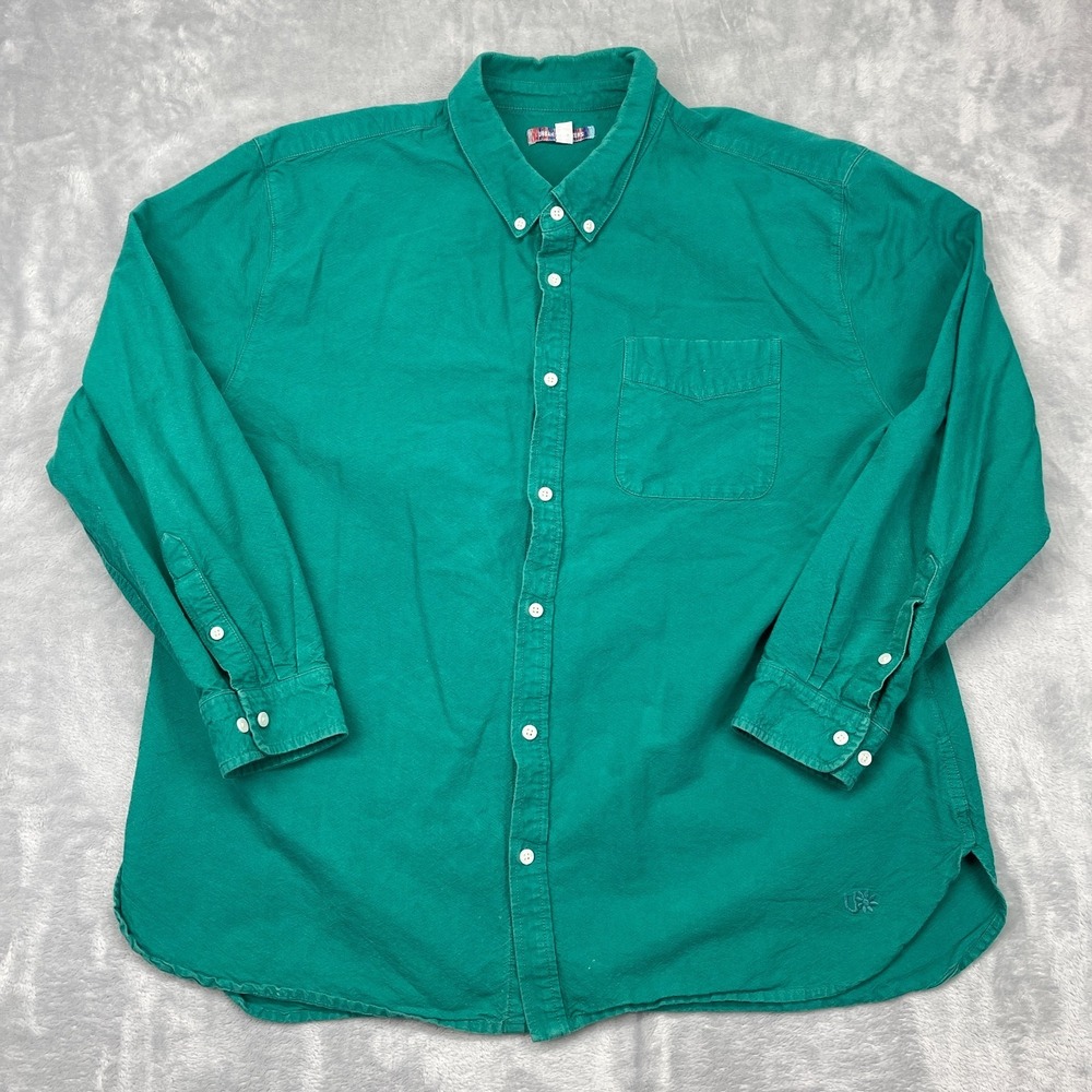 Urban Outfitters Shirt Mens XL Deep Green Relaxed Long Sleeve Collar Button Down